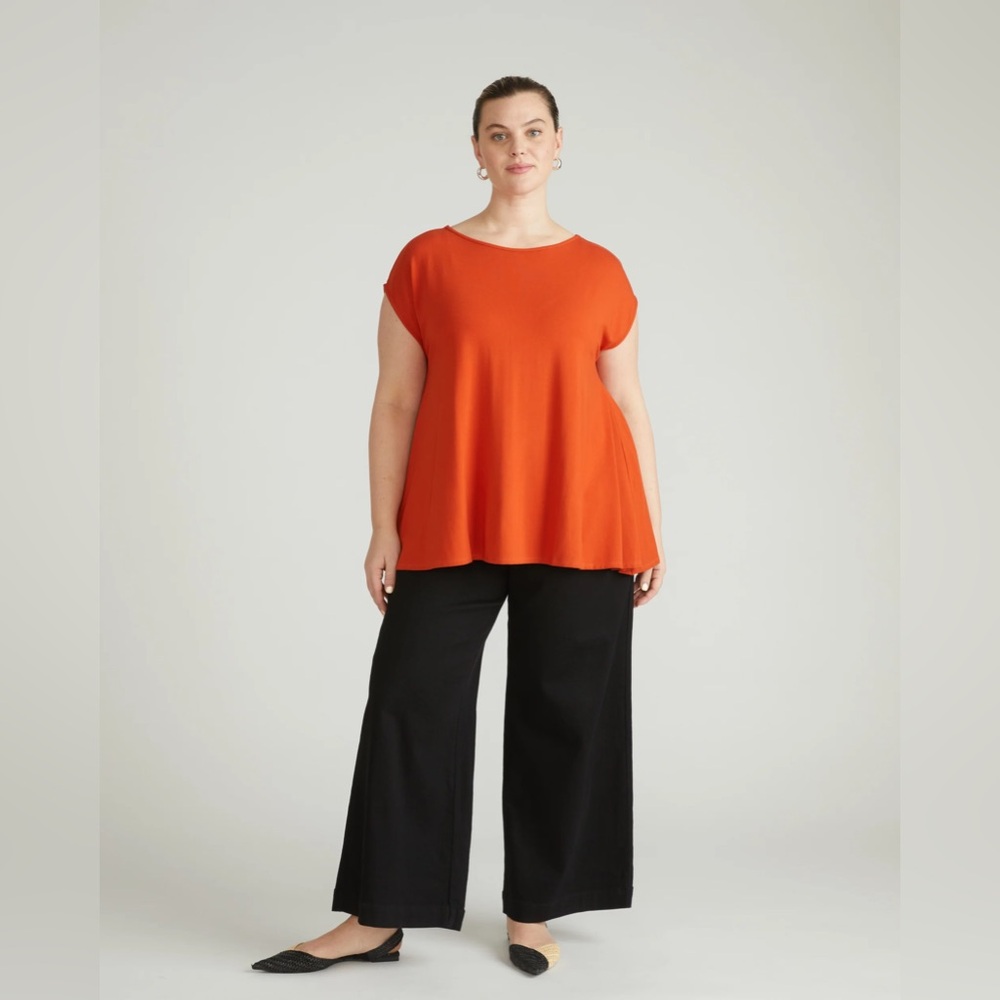 Universal Standard NWOT Heatwave Divine Jersey Flared Top, Warm Russet (Orange)